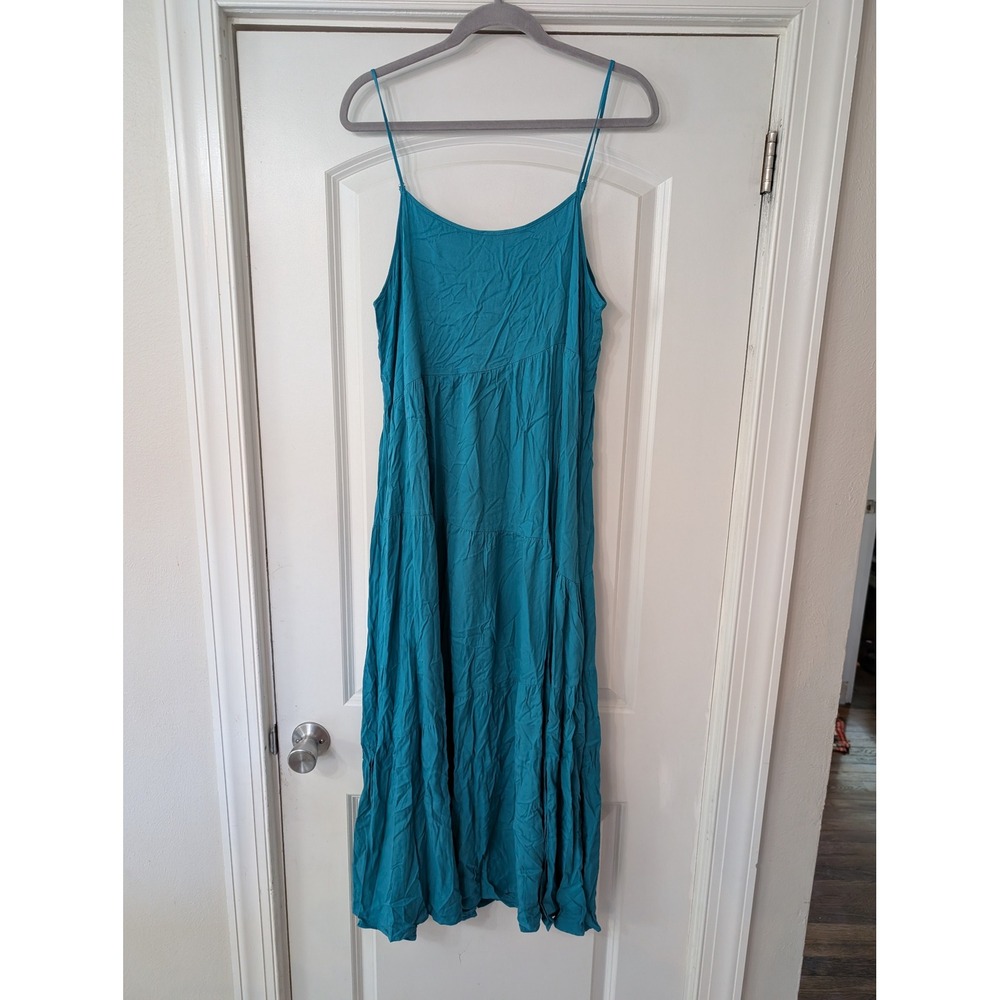 Anrabess‎ Womens Tiered Rayon Maxi Dress Spaghetti Strap medium New flowy